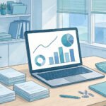 Accountant reviewing AI finance dashboards on a computer