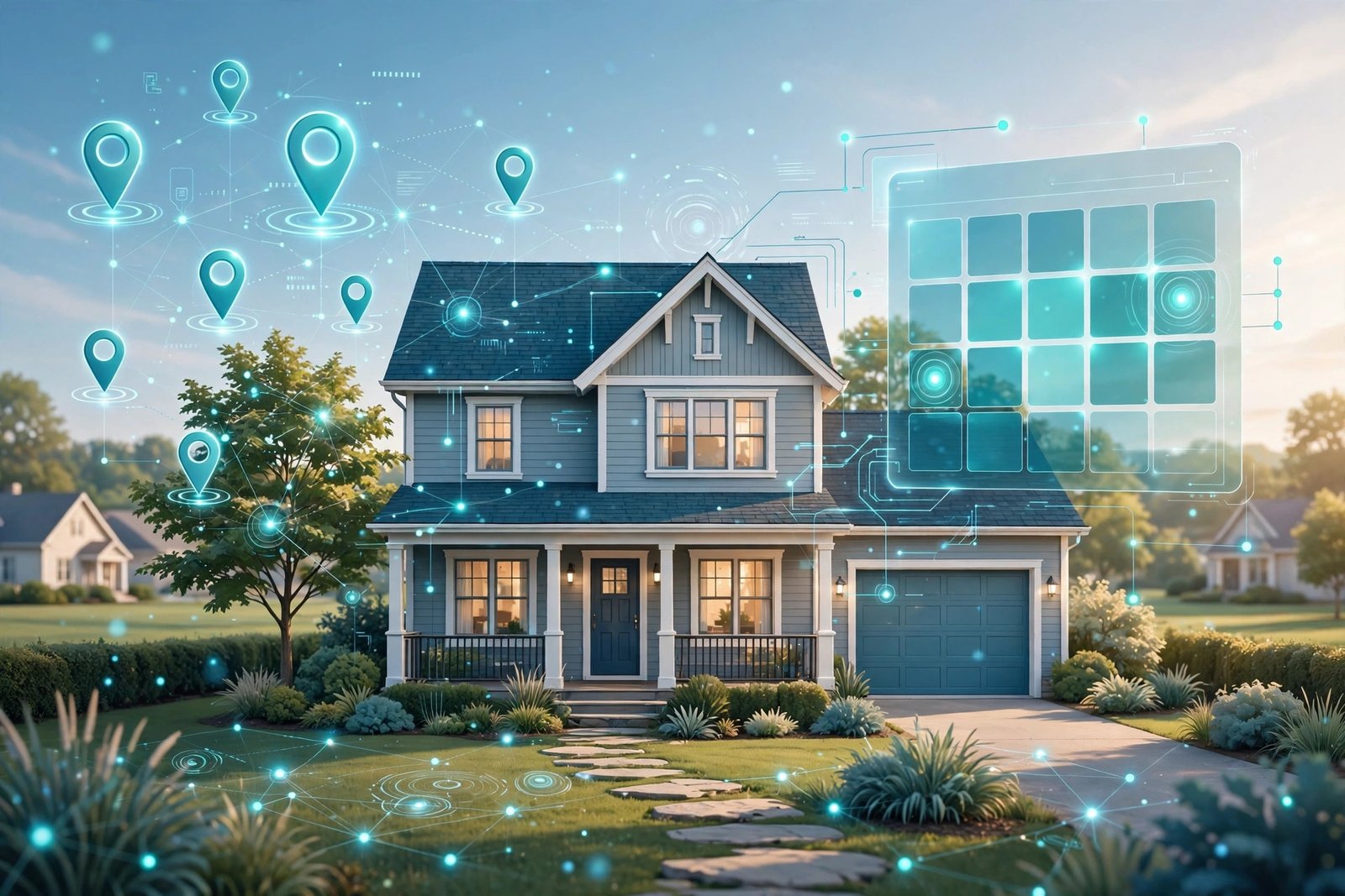 Real estate agent showing a home with AI property tools